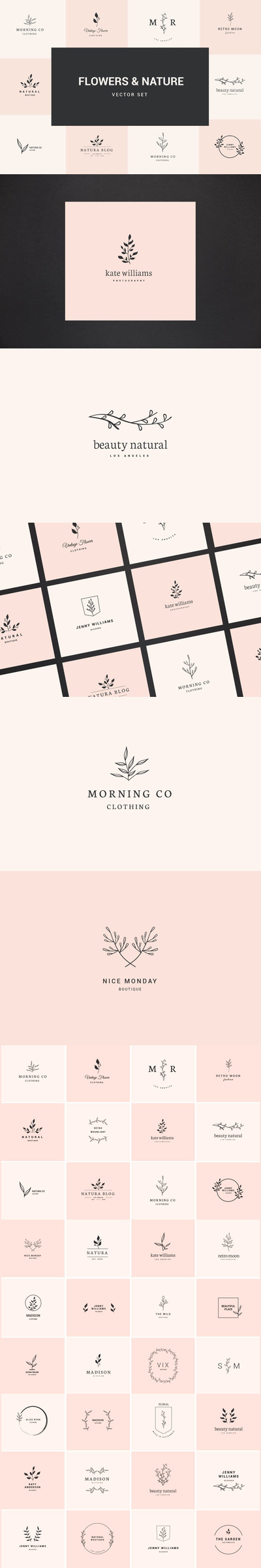 优雅时尚高端简约多用途的植物矢量标志logo设计集合-AI，EPS，PSD