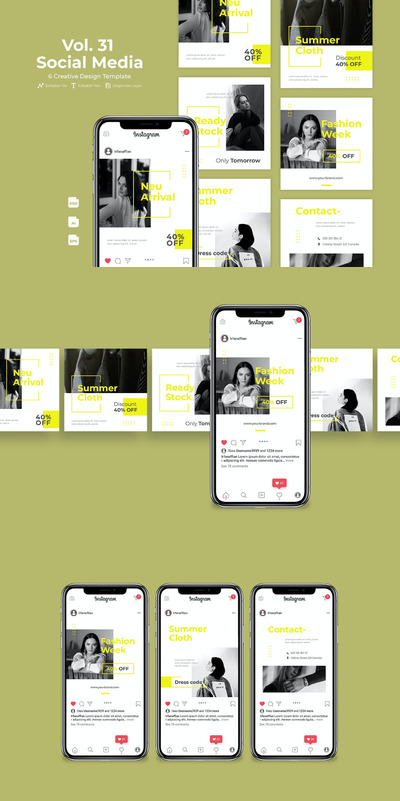 时尚高端简约清新优雅多用途的社交媒体banner海报设计模板