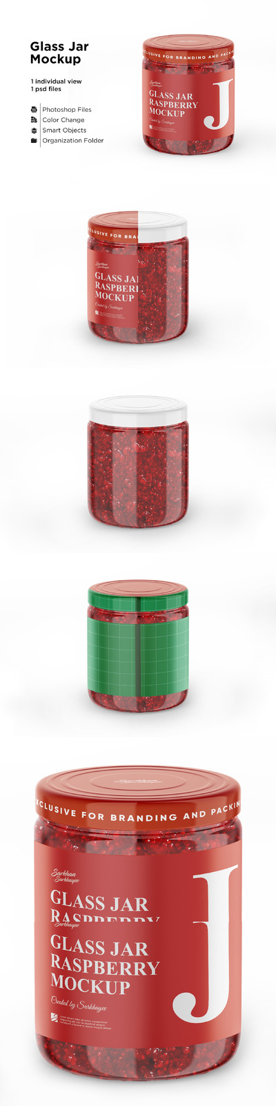 覆盆子玻璃罐包装设计样机模板