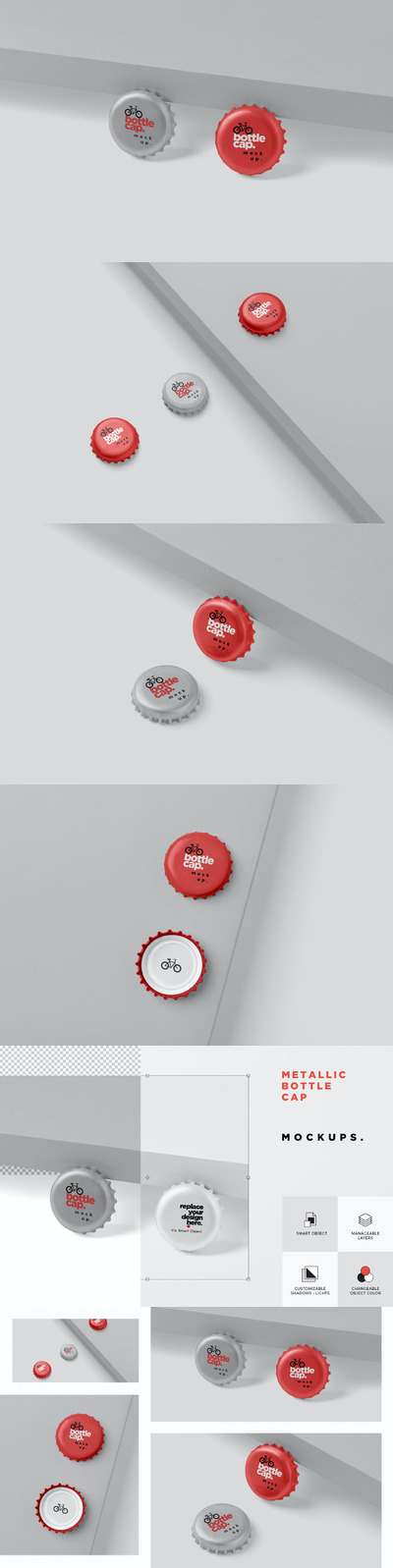 啤酒瓶盖包装设计VI样机展示模型mockups