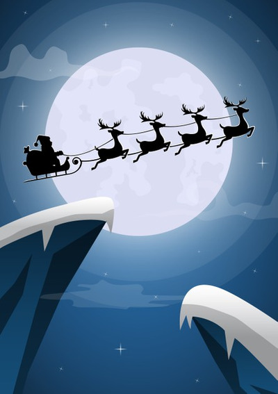 圣诞老人和驯鹿雪橇设计素材