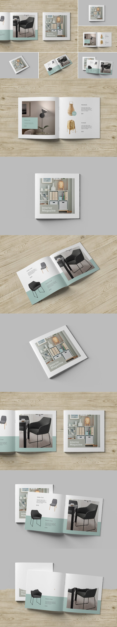 方形宣传册和目录设计样机