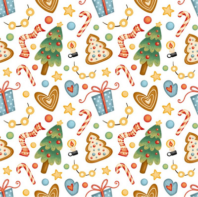 可爱卡通圣诞无缝图案背景