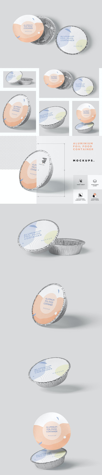 高品质的圆形铝箔视频包装设计VI样机展示模型mockups