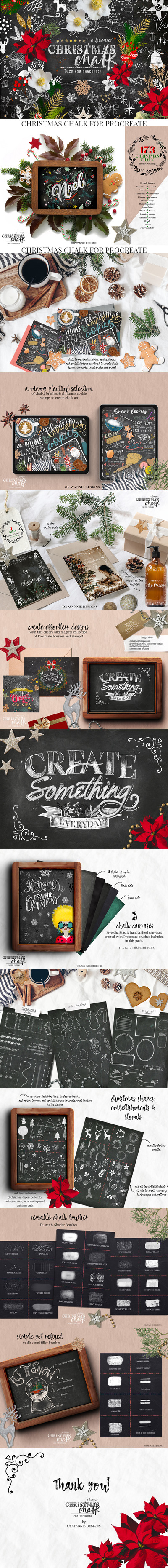 圣诞风格的促销黑板 Procreate 笔刷合集（.brushset）