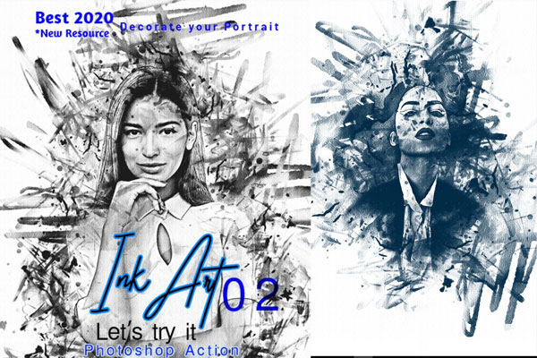 水墨艺术水彩效果Photoshop动作