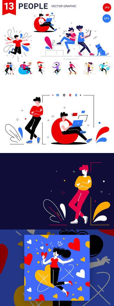 时尚高端简约抽象矢量插画集合