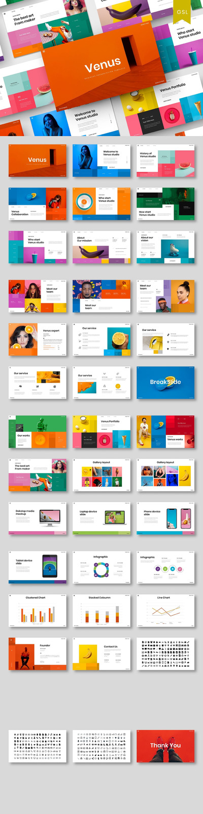 时尚高端简约时尚炫彩风格的多用途powerpoint幻灯片演示模板（pptx）