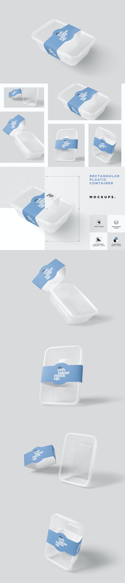 高品质的塑料包装盒子VI设计样机展示模型mockups