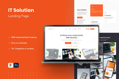 IT解决方案网站登录页面banner设计模板