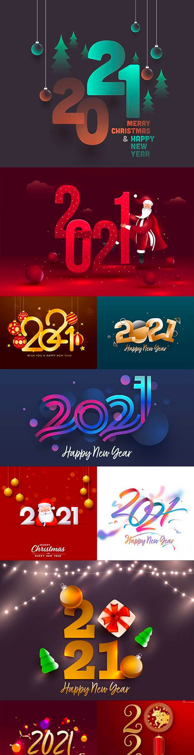 2021圣诞&新年必备广告设计元素素材包下载（EPS）