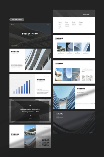 时尚高端专业的商业商务质感powerpoint幻灯片演示模板（pptx）