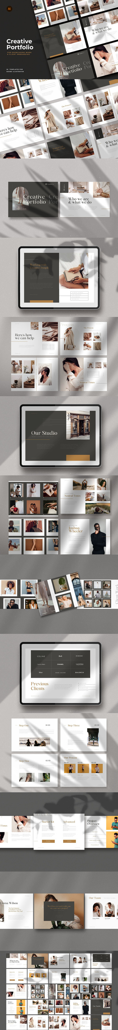 时尚高端简约多用途的高品质品牌手册画册宣传册杂志房地产楼书设计模板-AI，EPS