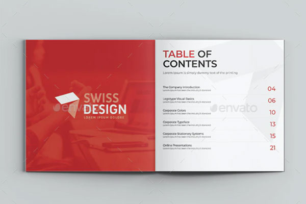 方形尺寸红色品牌指南手册设计模板