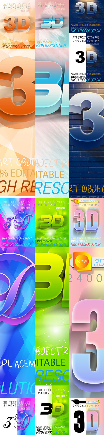 混合3D文字效果图层样式套装