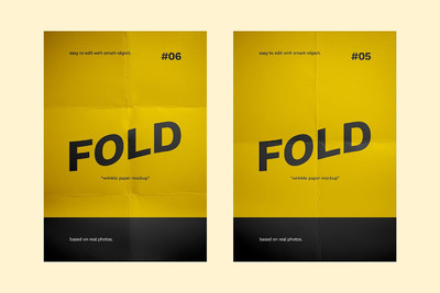 时尚高端专业的高品质宣传单海报折纸纹理样机展示模型mockups