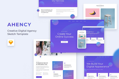 创意数字机构网站UI 模板（SKETCH）