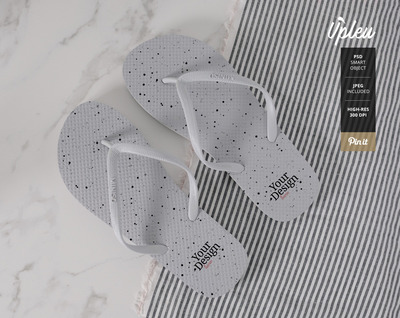 沙滩人字拖Logo设计样机模板