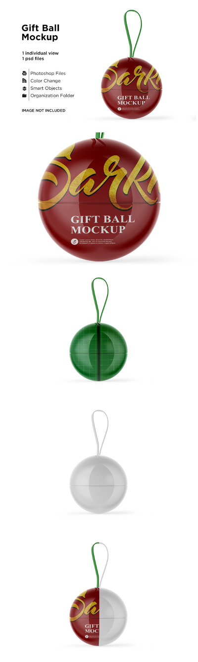 光滑面的圣诞礼品球样机模板