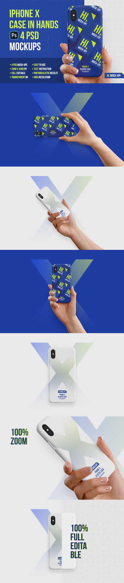 手持iPhone X塑料外壳图案设计样机