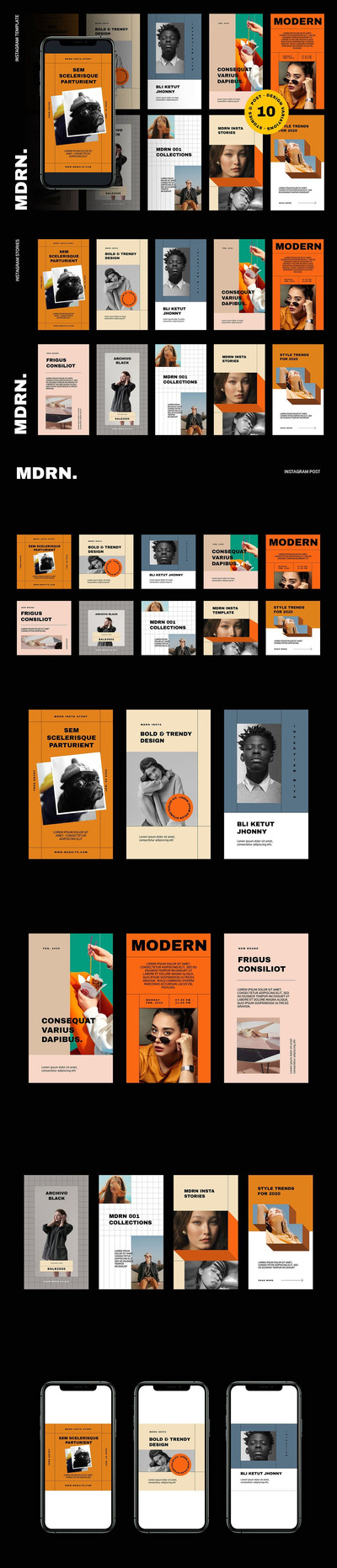 时尚高端流行风格的Instagram社交媒体banner海报设计模板集合-PSD