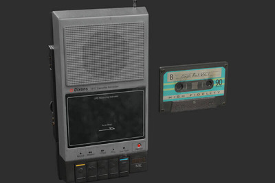 经典的录音机+磁带C4D模型下载（FBX）