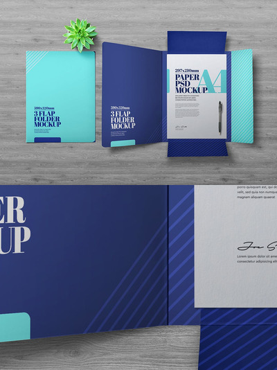 翻盖文件夹模型样机（PSD）