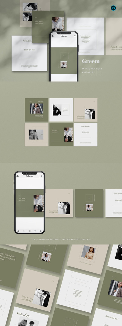 时尚高端简约清新多用途Instagram社交媒体banner设计模板集合