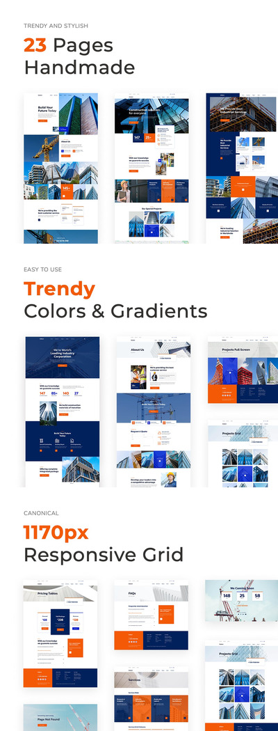 建筑公司施工单位网页模板（XD,PSD,SKETCH,FIG）