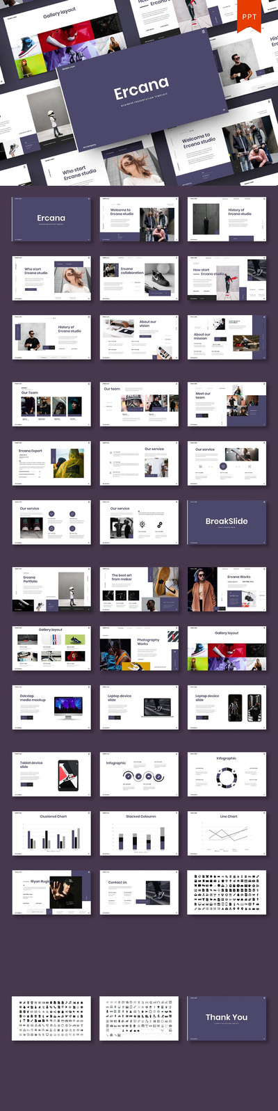 高品质的优雅配色时尚powerpoint幻灯片演示模板（pptx）