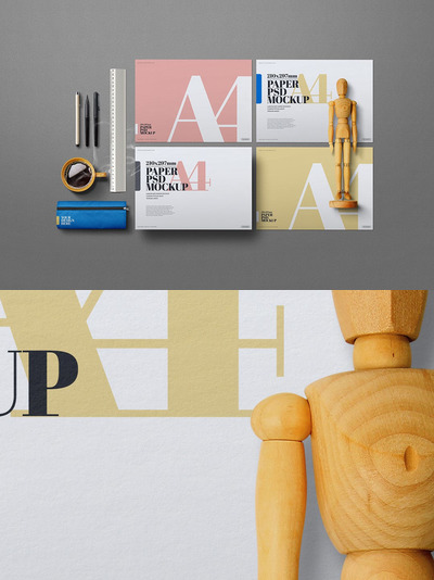 文具A4景观立体模型样机（PSD）