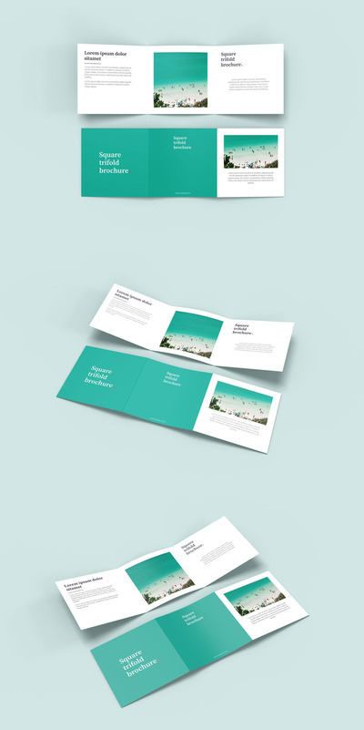 方形三折页画册样机（PSD）