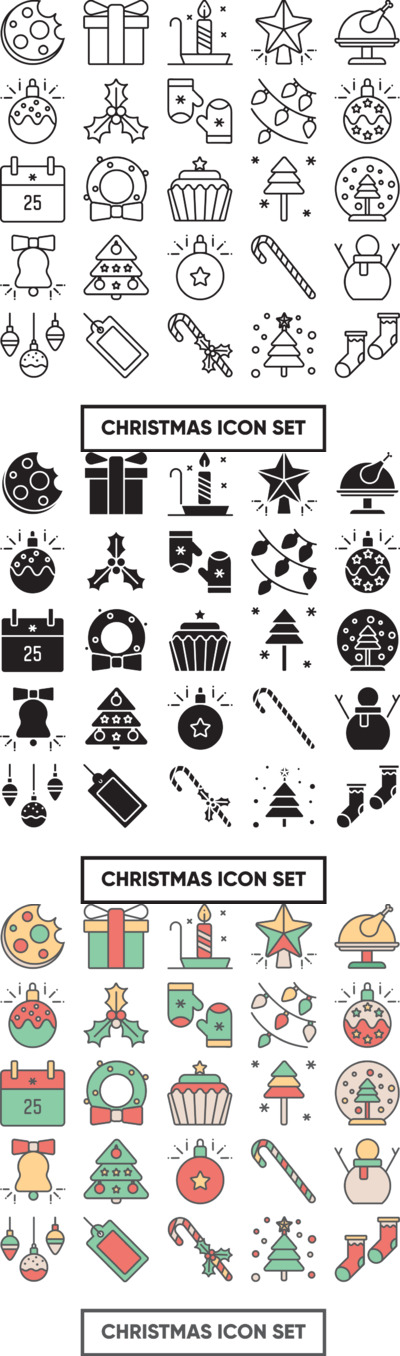 完美的圣诞节图标合集（AI,EPS,PNG,SVG）