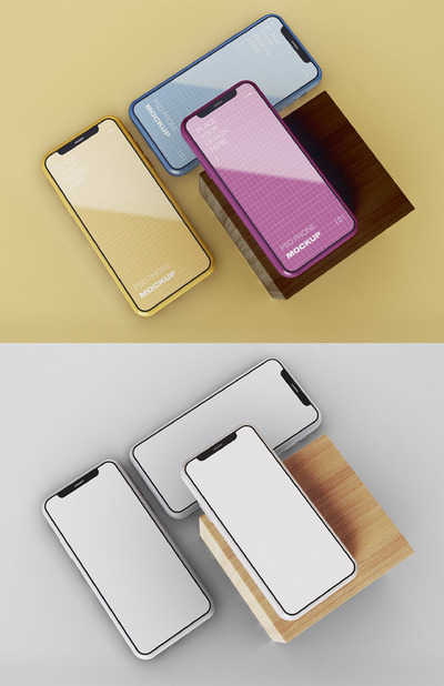 顶视角度的手机样机（PSD）