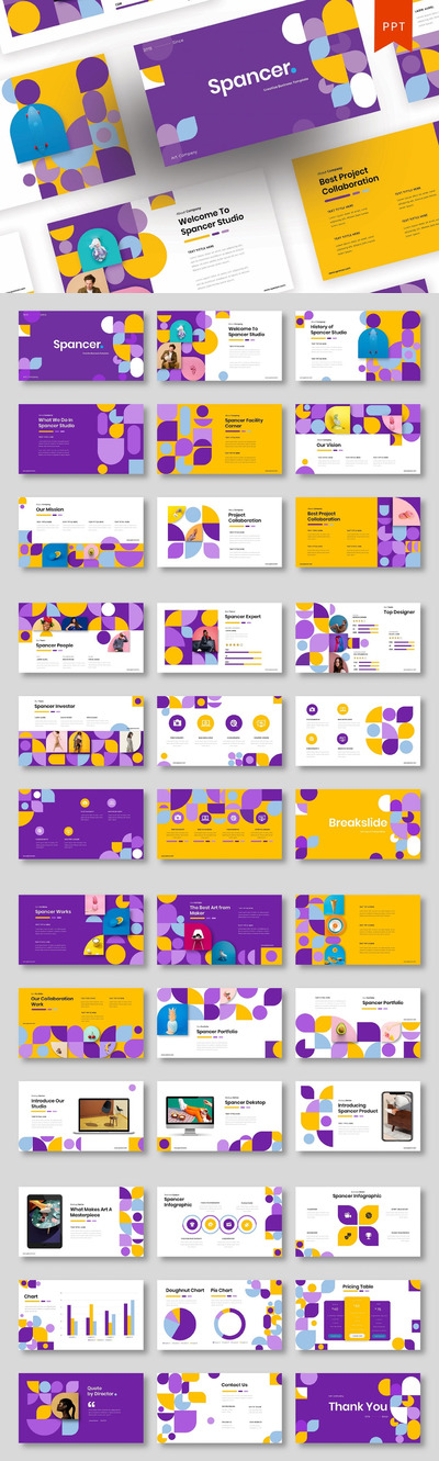 时尚清新几何图形创意powerpoint幻灯片演示模板（pptx）