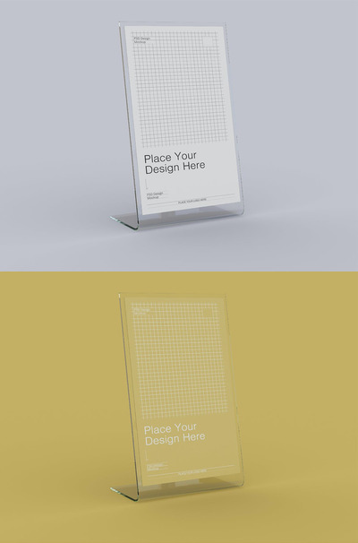 高品质的亚克力桌牌菜单VI样机展示模型mockups