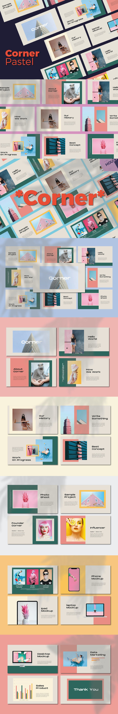 清新简约优雅配色的多用途powerpoint幻灯片演示模板（pptx）