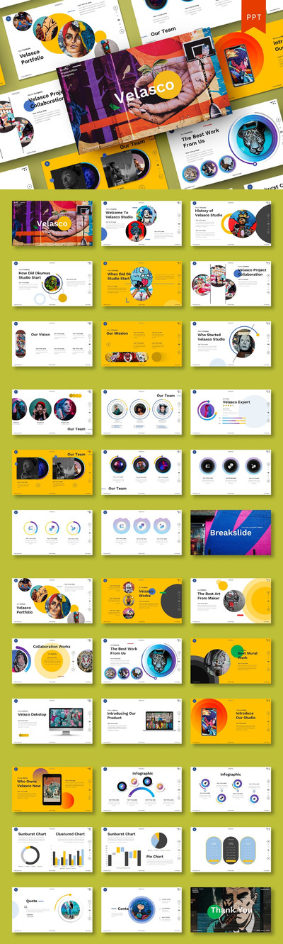 时尚高端街头涂鸦风格的多用途powerpoint幻灯片演示模板（pptx）