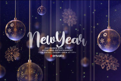 透明圣诞球&雪花元素圣诞晚会派对邀请视频ae素材