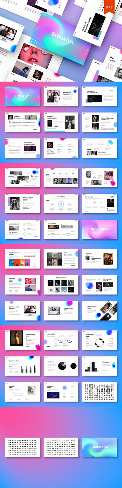 时尚高端绚丽风格的多用途创意powerpoint幻灯片演示模板（pptx）