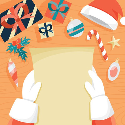 圣诞老人阅读信封插画