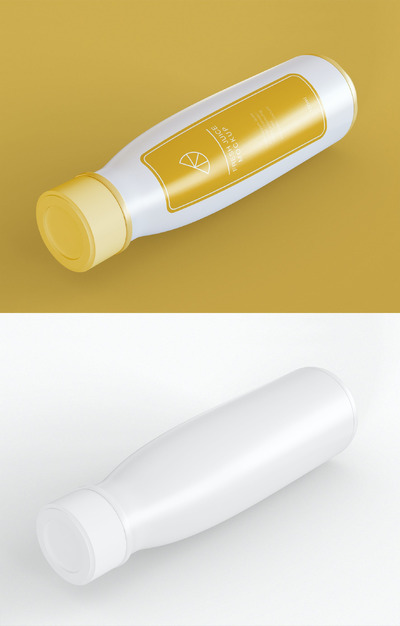 倒着的果汁瓶子设计样机（PSD）