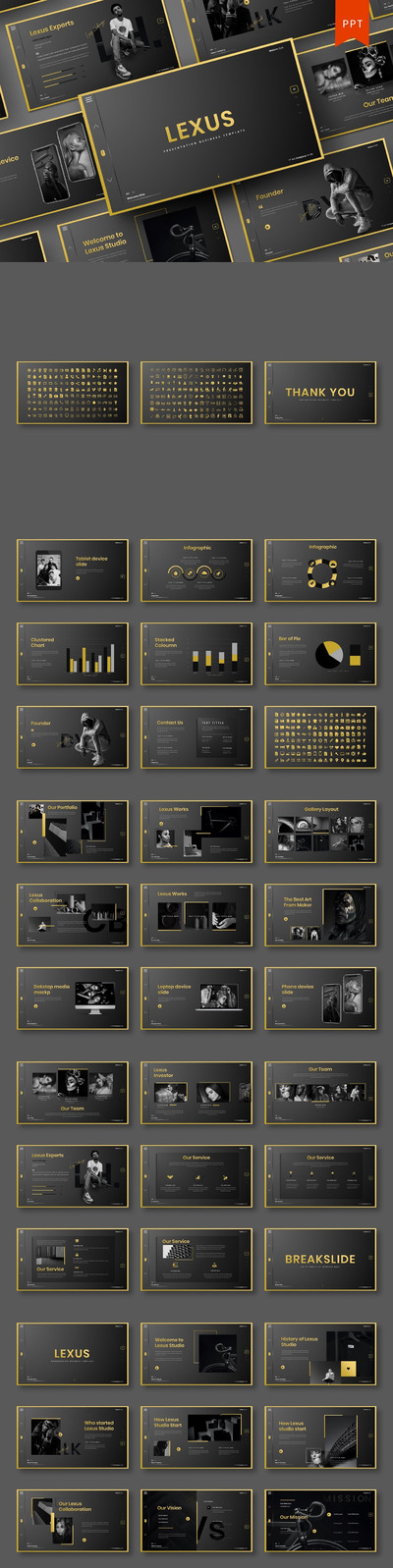 时尚高端商业商务质感powerpoint幻灯片演示模板（pptx）