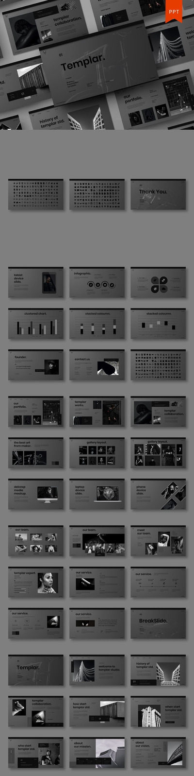 高端商业商务质感时尚powerpoint幻灯片演示模板（pptx）