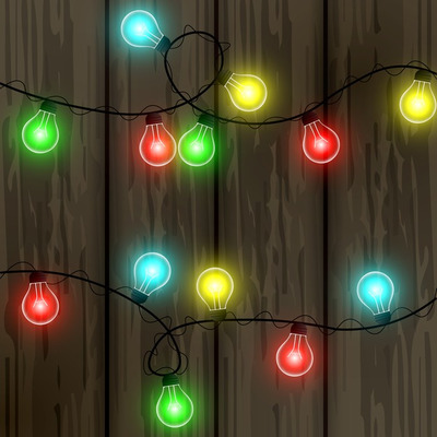 圣诞彩灯花环装饰素材