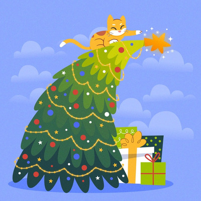 平面设计圣诞树插图