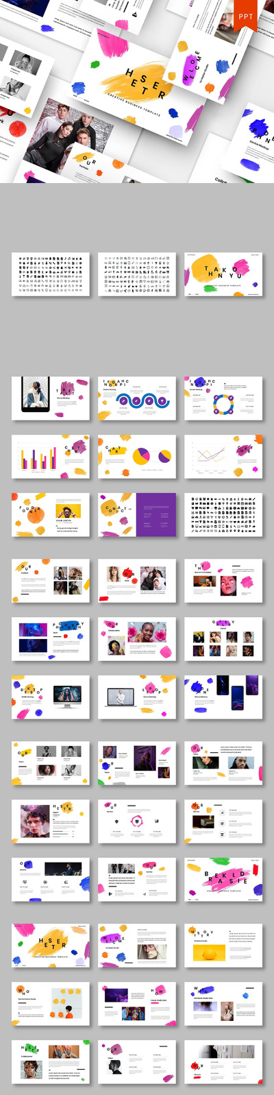 时尚绚丽清新多用途水墨水彩创意powerpoint幻灯片演示模板（pptx）