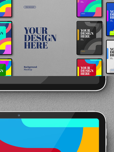 平板电脑黑色套装模型样机（PSD）