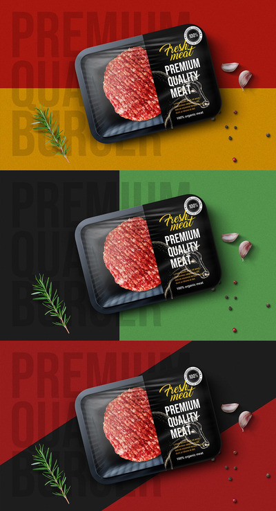 牛肉生鲜装模型样机（PSD）