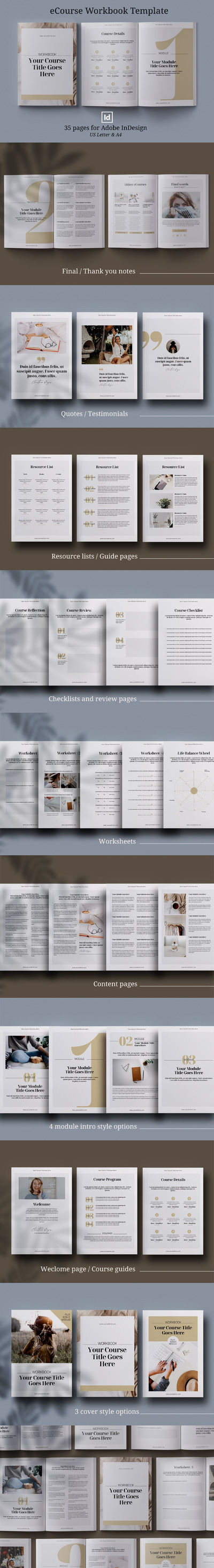 电子课程/工作簿手册InDesign模板